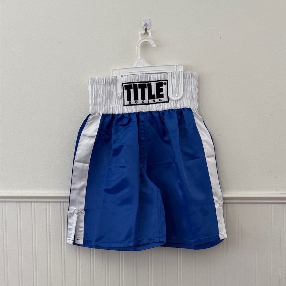 Youth Medium Blue and White Title Boxing Shorts